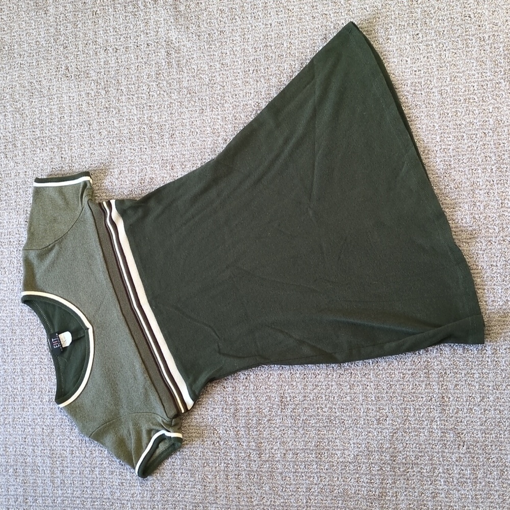 ADORABLE 90s/Y2K ENT Entrancy Brand Green T-Shirt Dress W/Stripe Detail, Size L